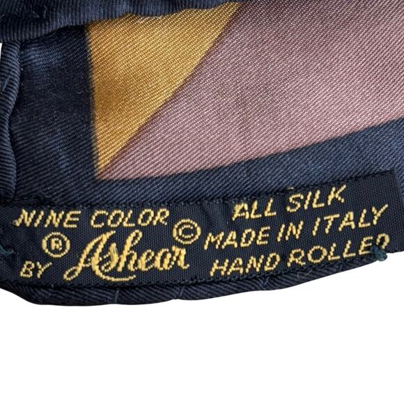 Colorful Italian silk scarf bag tie neckerchief color block 18" square by Ashear - Picture 2 of 6